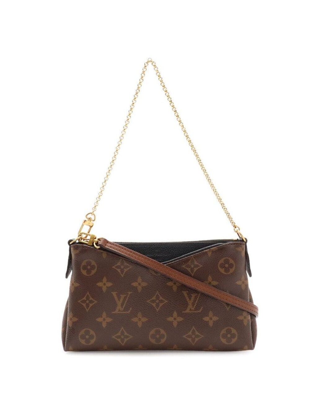 Louis Vuitton Monogram Pallas Clutch Shoulder Bag Chain 2-Way Noir Black
